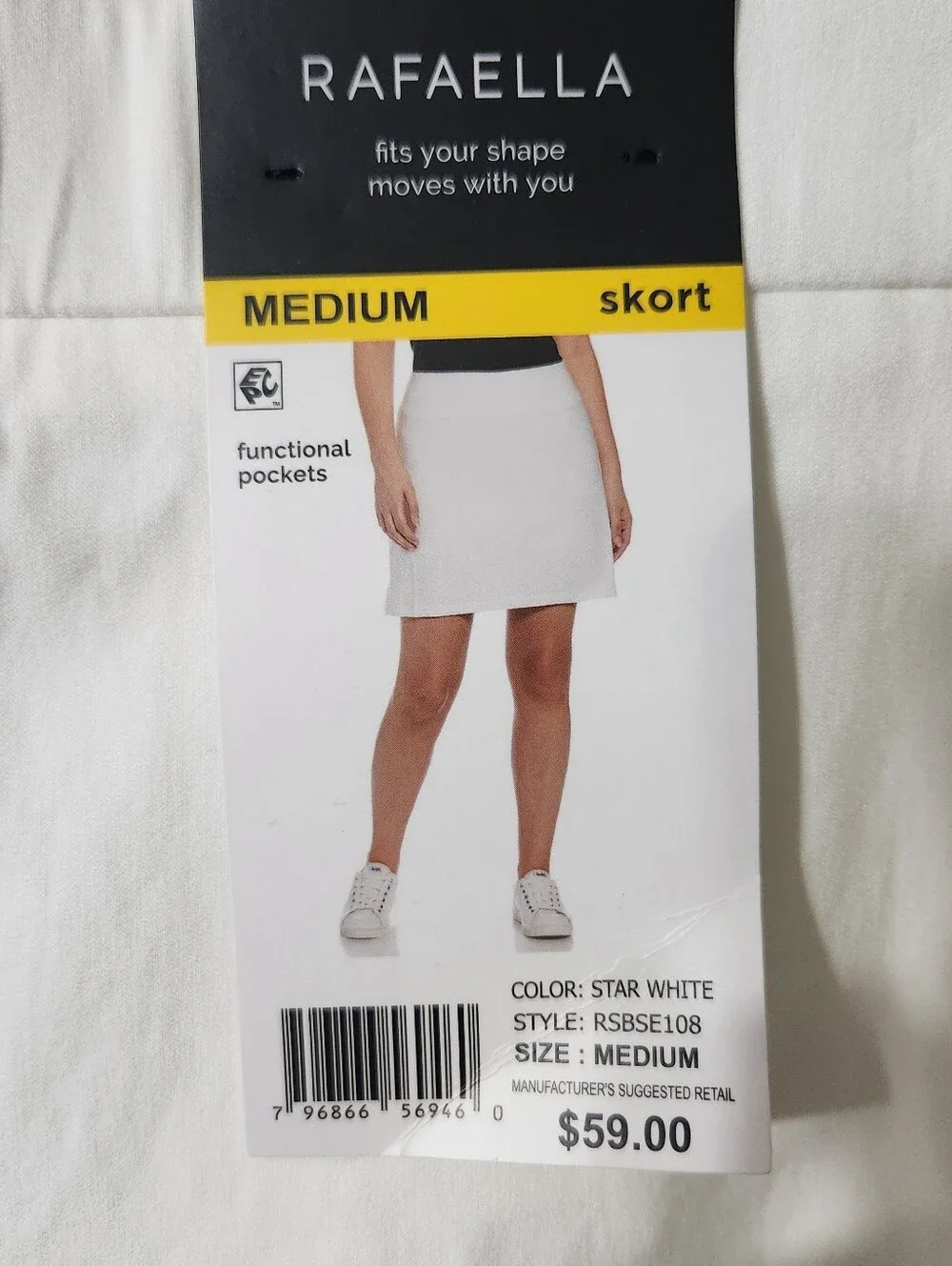 Rafaella White Stretch Lux Women's Skort, M, NWT